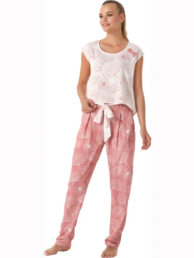 Feyza Dames Pyjama Set, Korte Mouwen, Roze