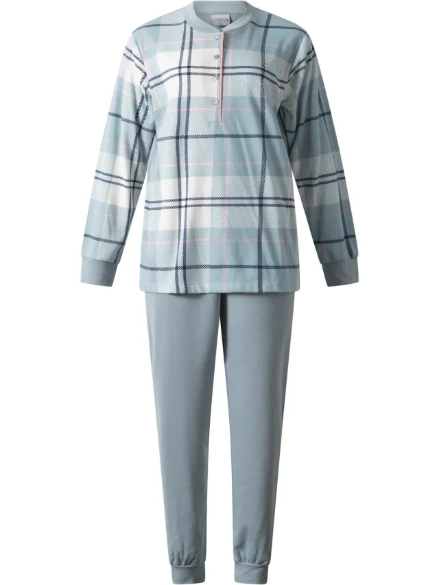 Lunatex warme dames pyjama 124284 - extra aangeruwd - groen