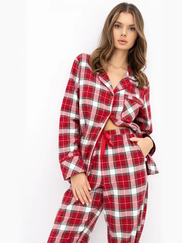 S& Sensis Sensis Flanellen Pyjama Yulie Dames 42 / Rood