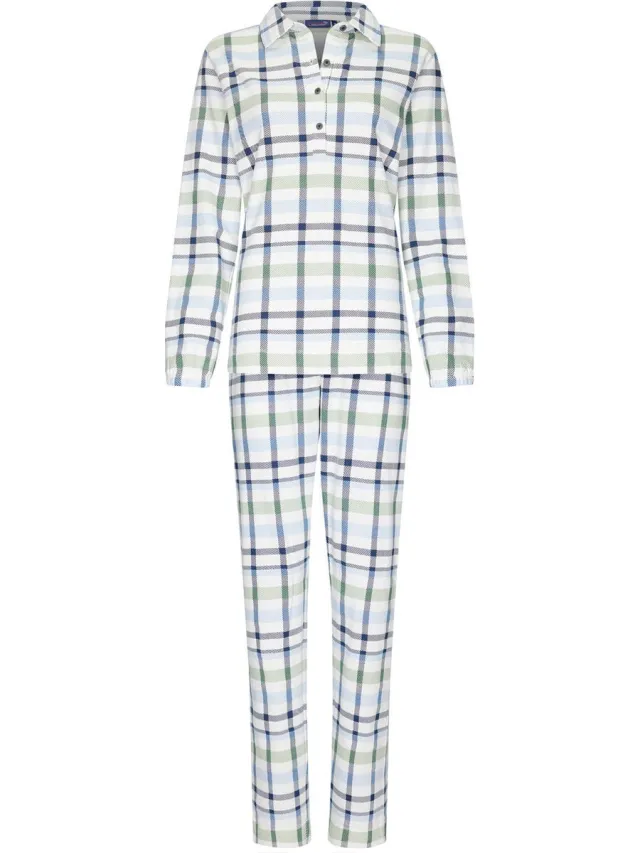 Rebelle Geruite pyjama French terry Febe - Wit - Maat - 48
