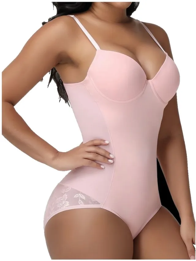 Currero Bodysuit Dames - Shapewear - Bodystocking - Corrigerende Body - Ingebouwde BH - Vormgevend & Afslankend Effect - Roze