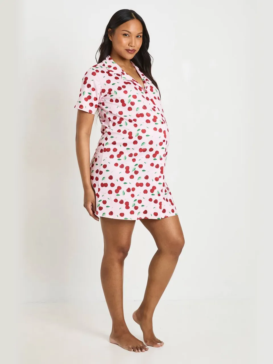 boohoo Dames Zwangerschaps Nachthemd Met Kersenprint roze, foto 2