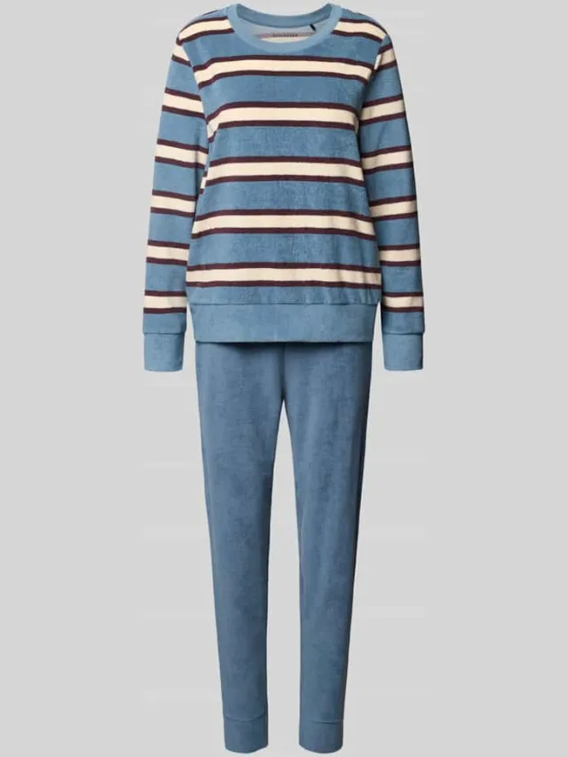 Schiesser Regular fit pyjama met streepmotief Antraciet