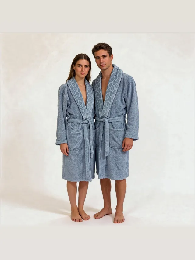 Nurpak Luxe Badjas – 100% Katoen – 330 GSM – Zacht & Hoog Absorberend – Unisex licht blauw