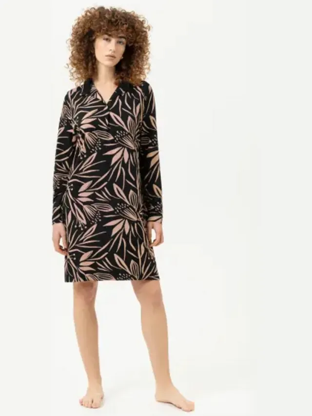 Mey Vivid Bloom Dames Slaapkleed Zwart Zwart
