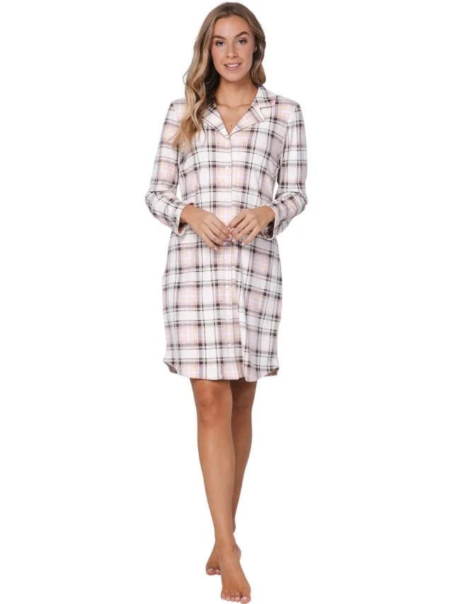 Pastunette Pink Checks - Nachthemd - Geruit - Flanel Fleece Roze