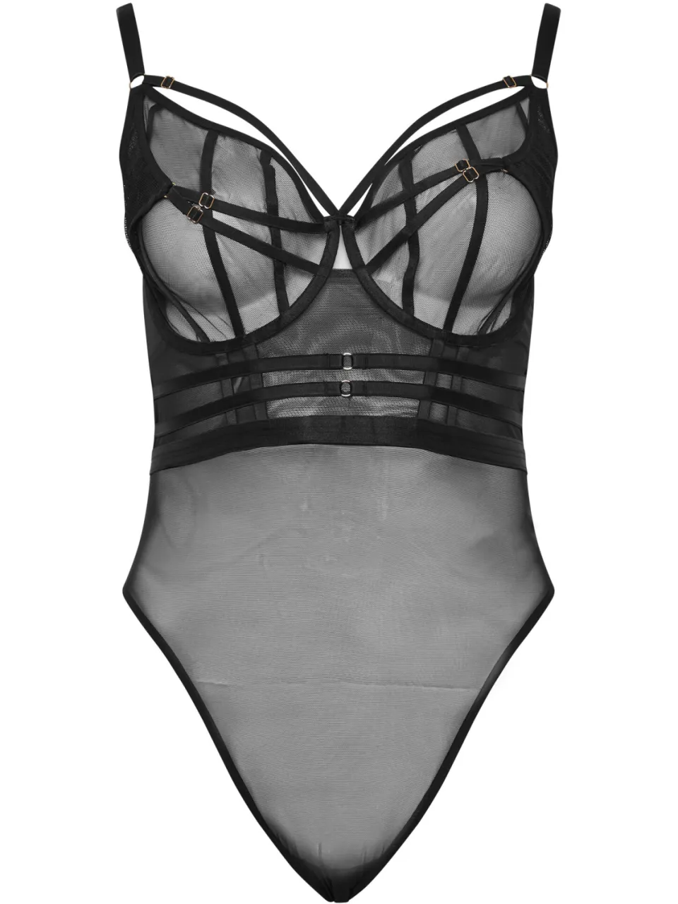 Playful Promises Grote Maten Zwarte Bodysuit Met Bandjes, foto 2
