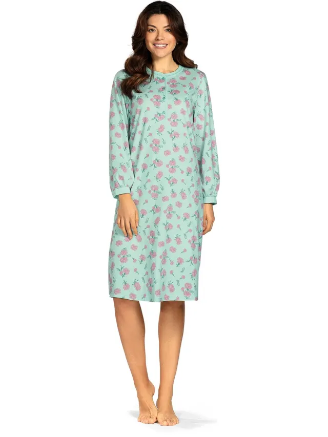 Comtessa Klassiek dames nachthemd - Lange mouw - Mint