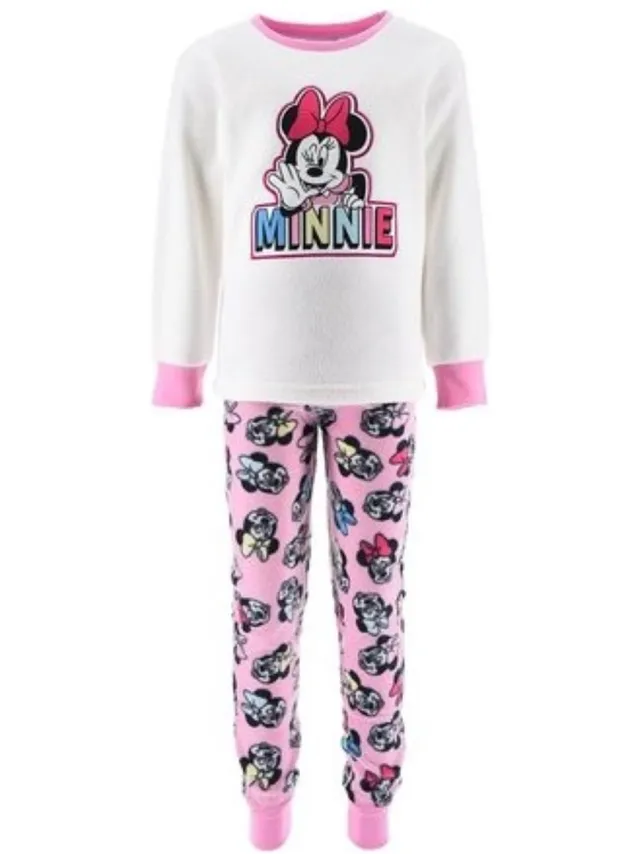 Minnie Mouse pyjama - Disney - Fleece - Meisjespyjama - Crème met roze multi colour