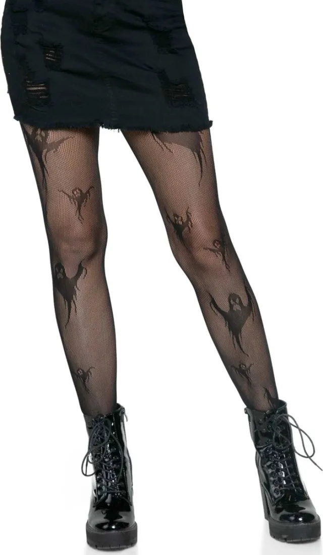 Leg Avenue Spooky Ghost Fishnet Panty - Zwart