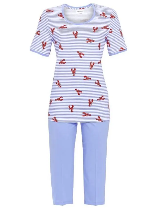 Ringella Gestreepte katoenen pyjama kreeften - Blauw - Maat - 38