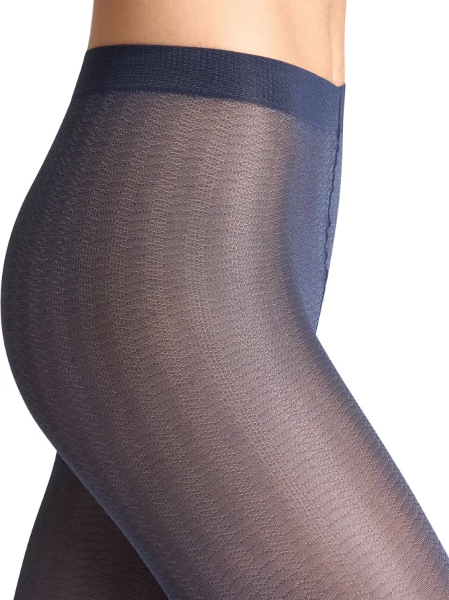 Falke Slick Skin gedessineerd materiaal half ondoorzichtig 40 DEN panty dames blauw