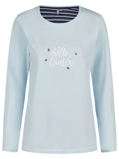 By Louise Dames pyjama set lang katoen lichtblauw blauw, foto 2