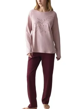 Triumph PK LSL 08 Long Sleeve Pyjama Set Blauw,Versch.kleure/Patroon,Roze,Rood