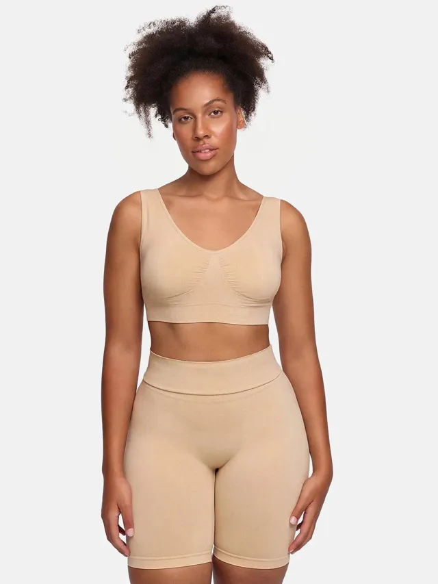 cfab Comfortabele bh - Beige - XL - BH Zonder Beugel Voorgevormd - Ondergoed - Naadlos
