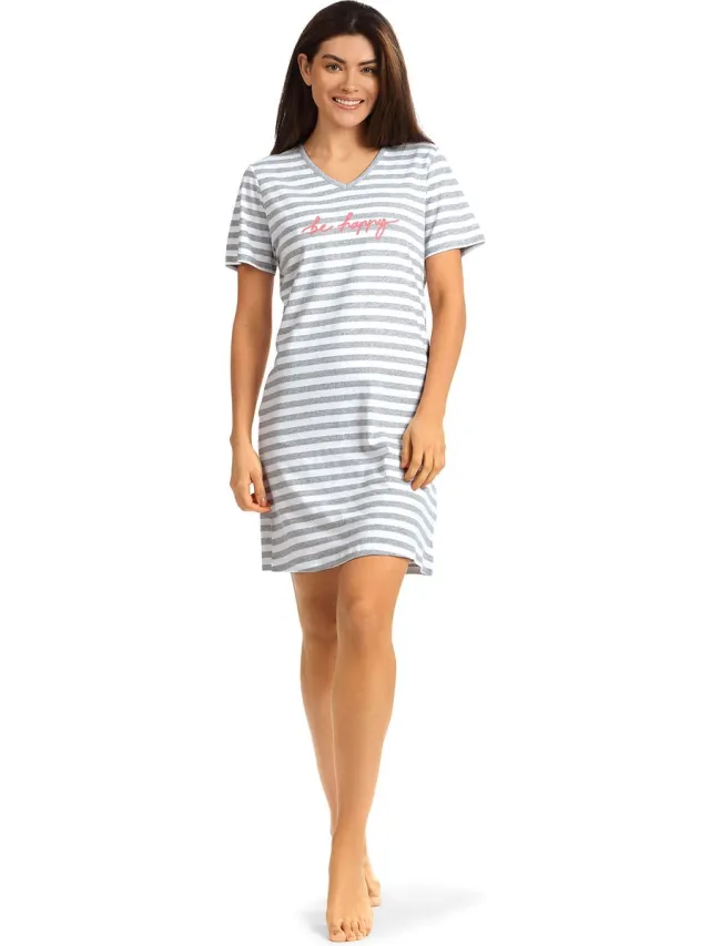 Comtessa Dames Nachthemd Cheeky Stripes Wit