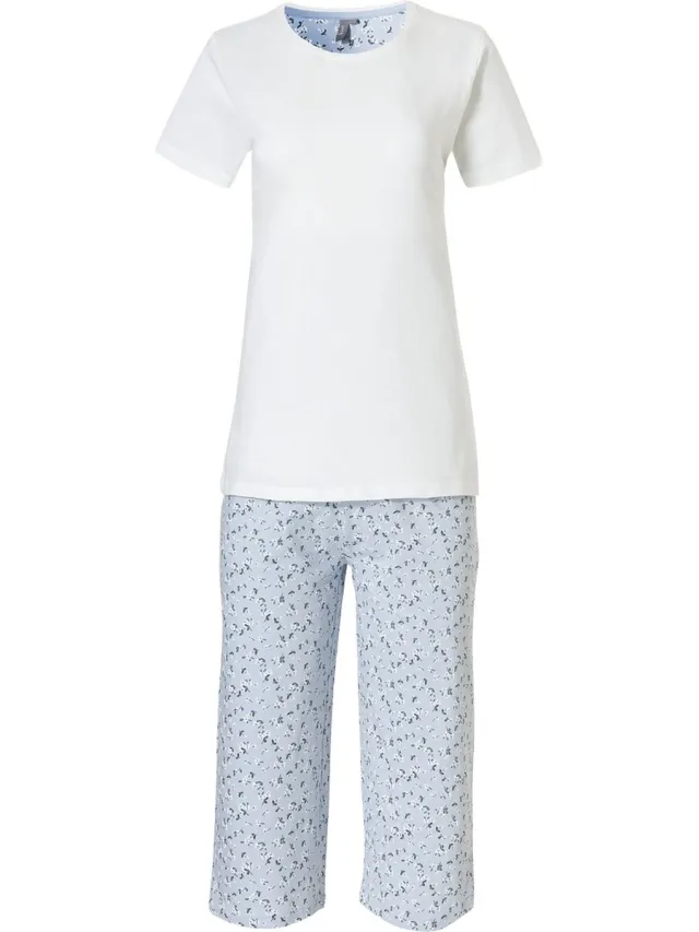 By Louise Dames Capri Korte Pyjama Set Wit / Blauw