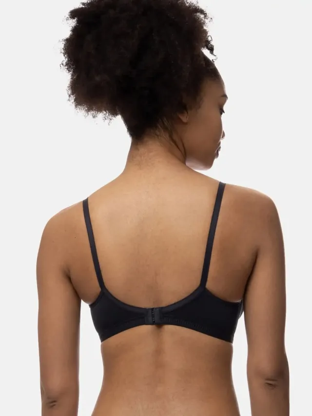 Dorina Niet voorgevormde Bh zonder beugel - Tiffany - Bralette met sluiting - Katoen - 95C - Zwart