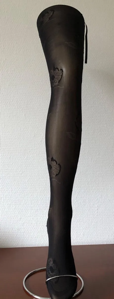 Clio Hold Ups - Hold Up Kousen - Stay Up - Dikke - Opaque - Microfiber Flower - 60 Den. - T1/2 - Zwart