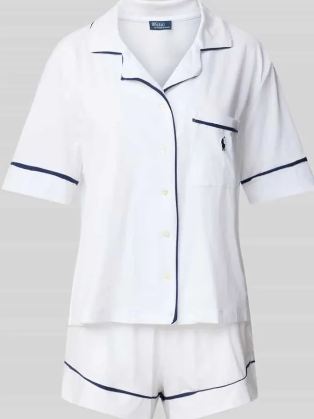 Polo Ralph Lauren Pyjama met logostitchings, model 'POLO ESSENTIALS' offwhite