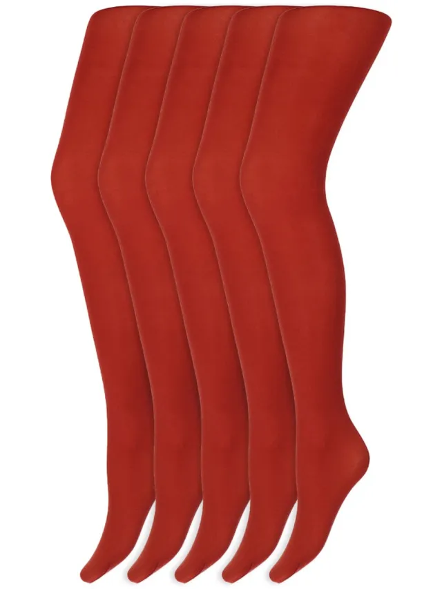 Marianne Gekleurde Panty’S | Micro | 60 Denier | Merk: Marianne | Maat: S T/M Xxl | Kleur: Hazelnoot | 5 Paar Rood
