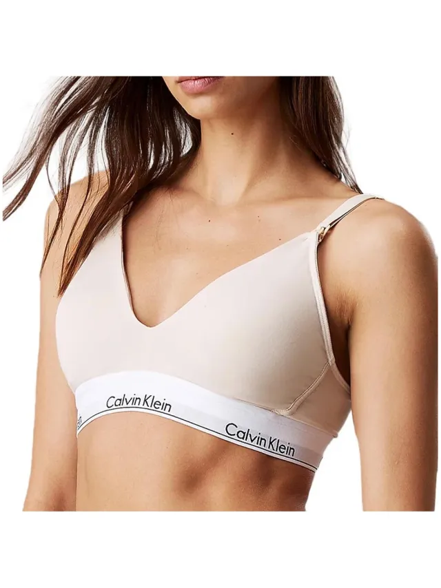 Calvin Klein Jeans Sandshell bralette zonder beugel beige