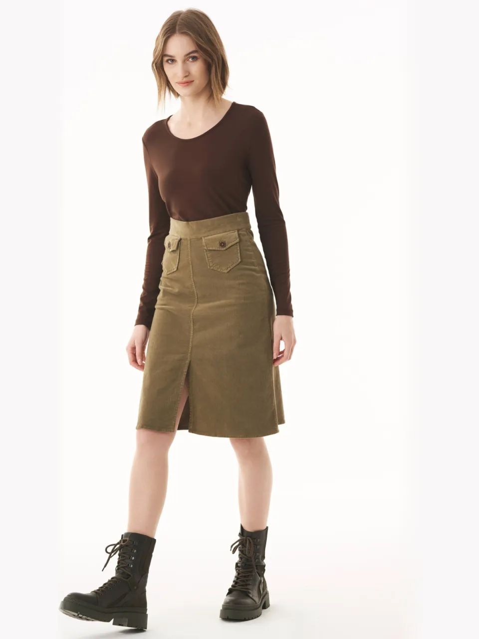 ORGANICATION dames vegan Rok Corduroy Olijfgroen Donkergroen