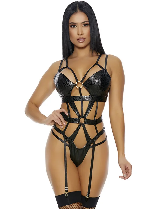 Forplay X Marks The Spot Cheetah Print Teddy - XL - Zwart