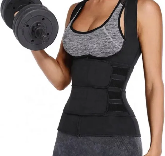 Wow Peach Sport Body Shaper Vest - Corrigerende Top - Work Out - Afslanken - Sweat Shapewear - Verstelbaar - Zwart - Medium