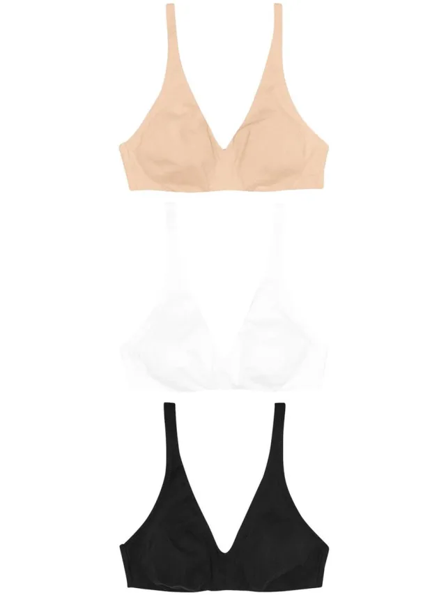 Next Dames - Set van 3 Ultimate Comfort beha's van een katoenmix zonder vullingen en zonder beugel - Zwart Black/White/Pastel Rose Nude