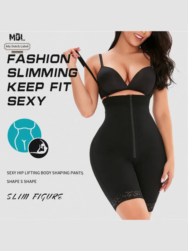 My Dutch Label Sterke Fajas Double control Shapewear – Geschikt voor liposuction Postoperatief Herstel & Body Shaper | Verstelbare Bandjes, Rits & 3 Hooks | Buik Platte, Billen Gelift & Comfortabele Compressie - slankere dijen - Kleur beige