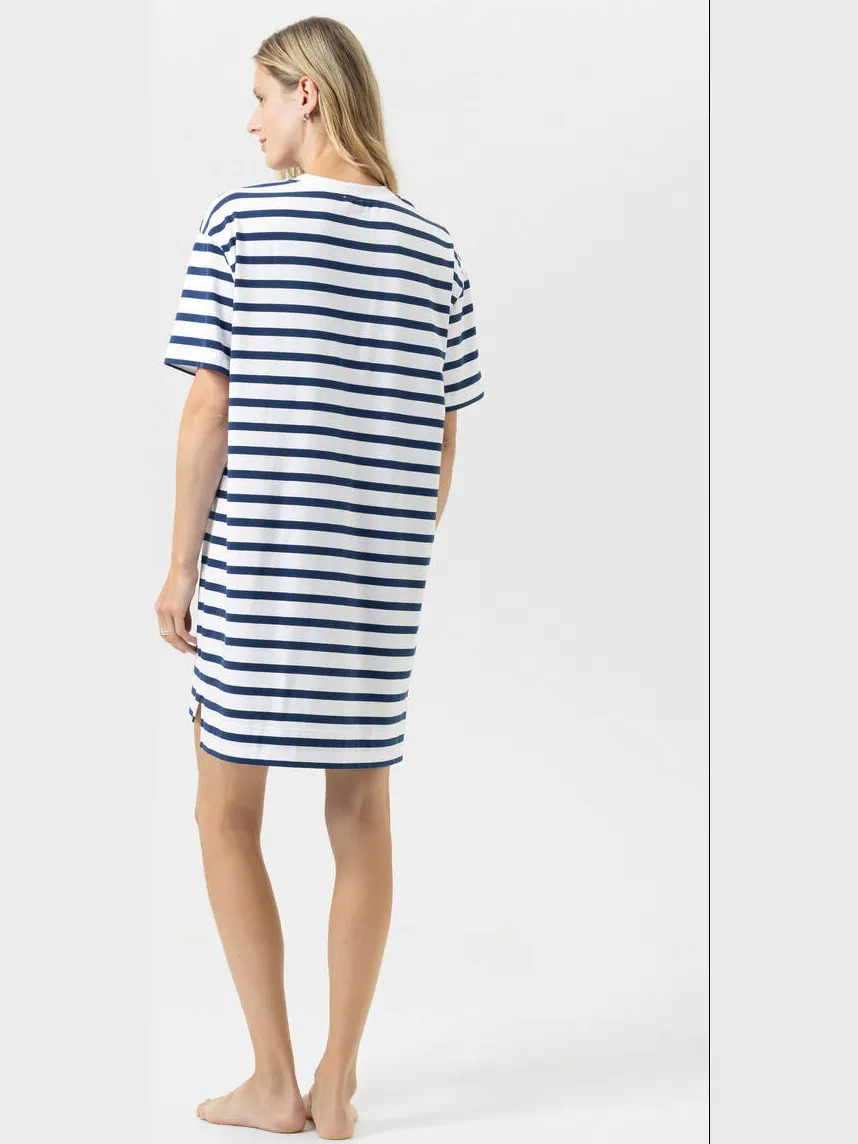 Mey Breezy Stripes nachthemd wit/donkerblauw, foto 5