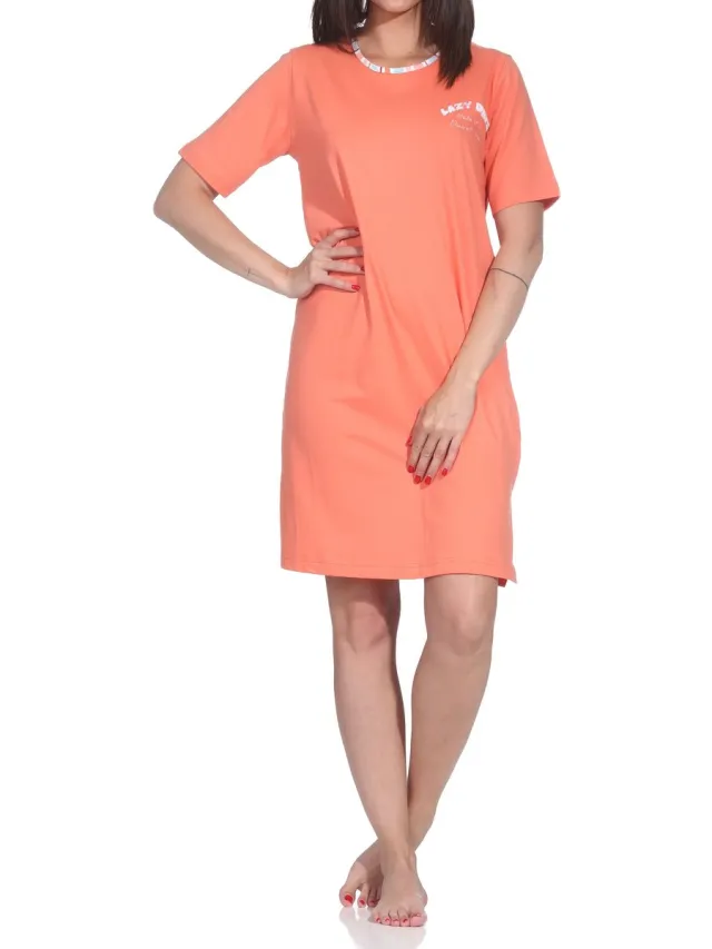 Normann dames nachthemd met korte mouwen in een stijlvolle look – ook in grote maten orange
