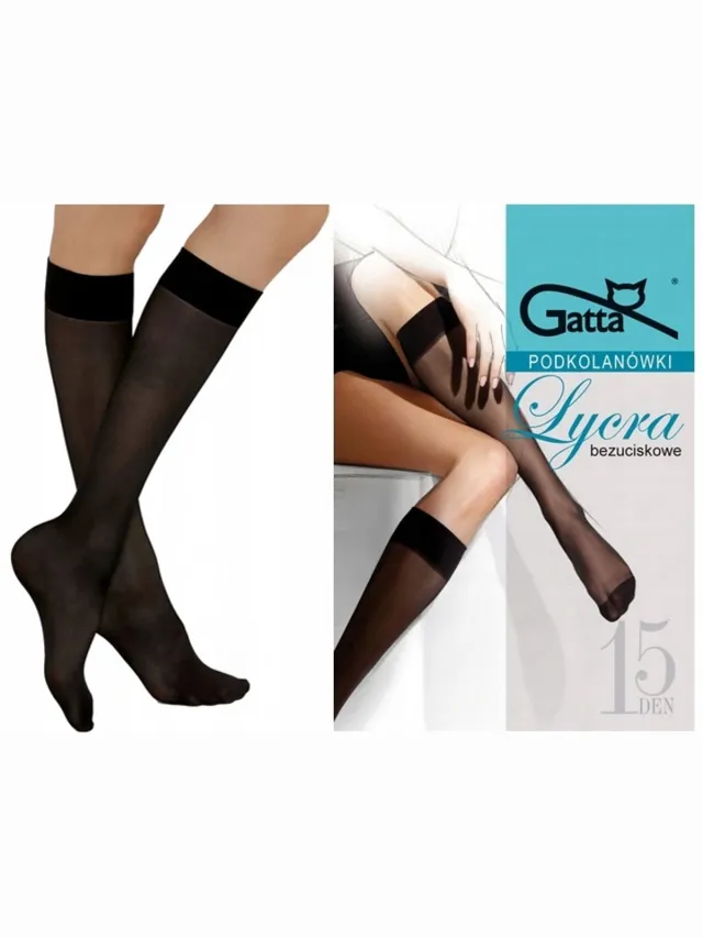 Gatta Kniekousen Dames – One Size – (2-stuks) – 15 Den – Drukvrije Kniesokken – Zwart Zwarte