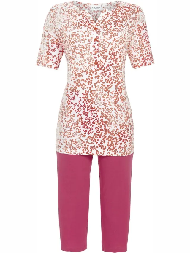 Ringella Katoenen pyjama rood panterprint - Rood - Maat - 40