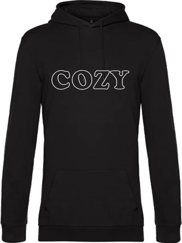 Jhk Hoodie - witte tekst COZY - ruimzittend - Xlarge Zwart
