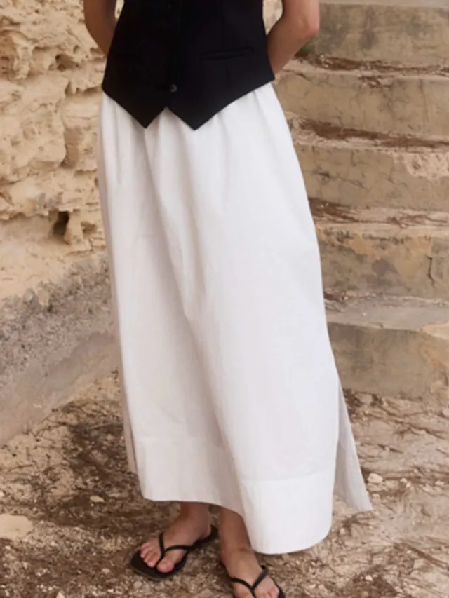 WOTE dames vegan Rok Maxi Skirt Gebroken Wit, foto 2