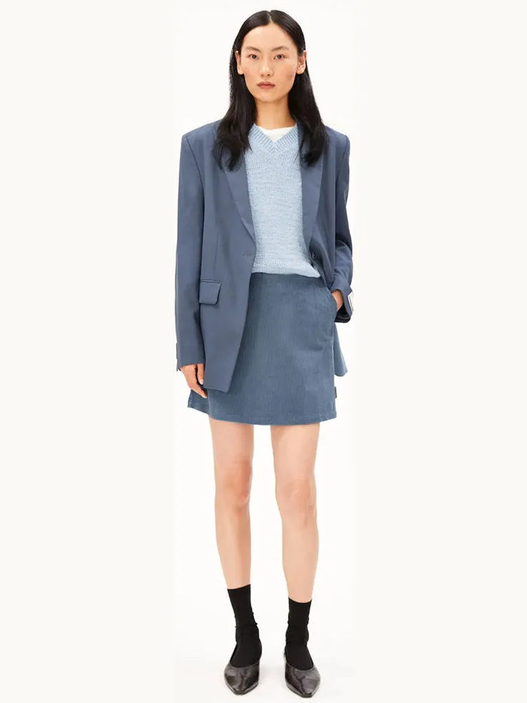 ARMEDANGELS dames vegan Minirok Corduroy Dusty Moon Blauw