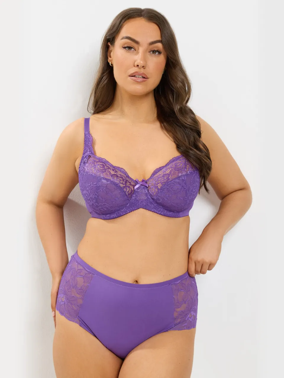 Yours Paarse Stretchkantbh Met Beugels, Zonder Vulling Purple