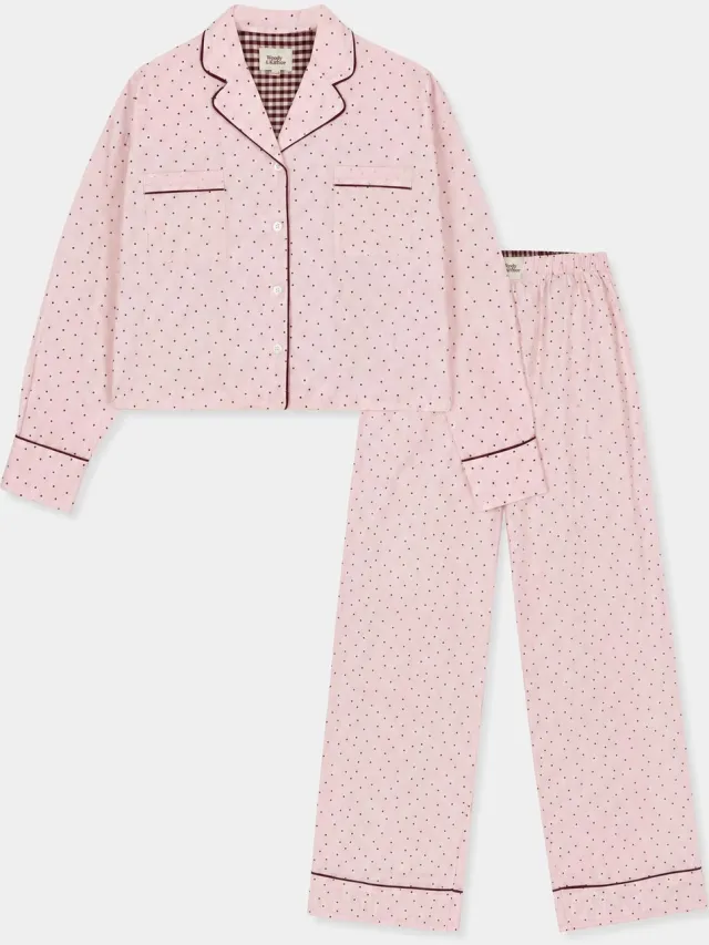 Woody & Kirilove Pyjama Dames & Tieners – Lichtroze met Stippen – Lange Mouwen & Lange Broek – 263-14-WKB-W/803 - 14 jaar