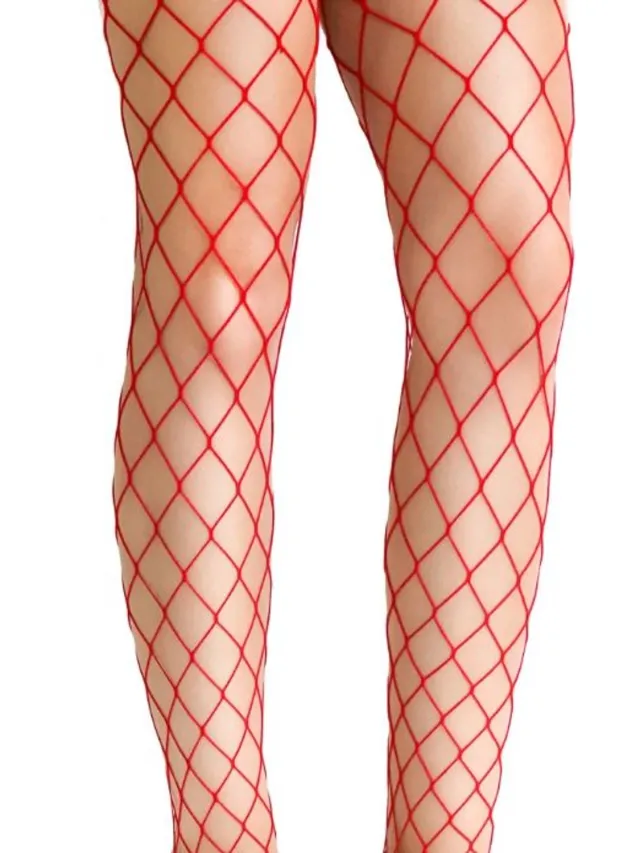 Jumada 's Rode Visnet Panty - Grove Netkousen - Festival & Rave - Stretch - Dames - One Size Rood