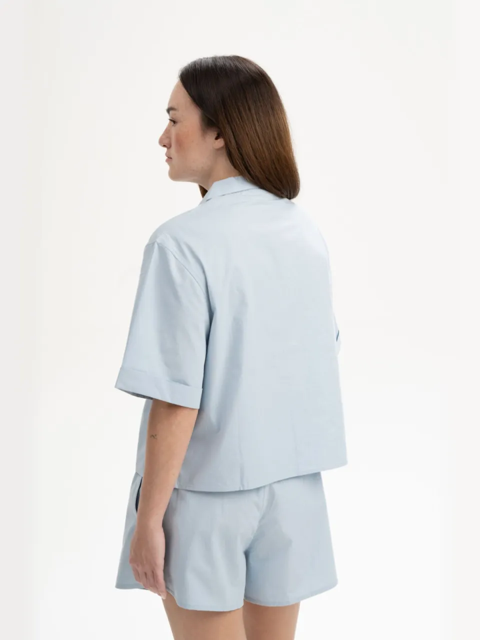MELA dames vegan Pyjamashirt Korte Mouwen Hansika Cloudy Blue, foto 2