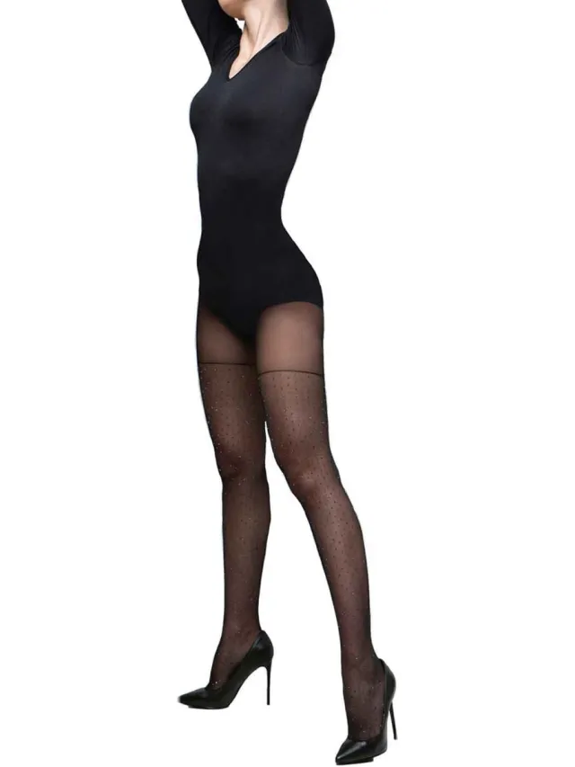 Giulia Afina - Zwarte - Lurex - Fashion Panty - 40 denier - Large
