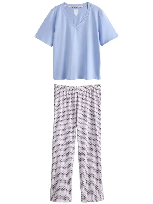 Next Dames - Pyjama met korte mouwen - Blauw Blue Geometric