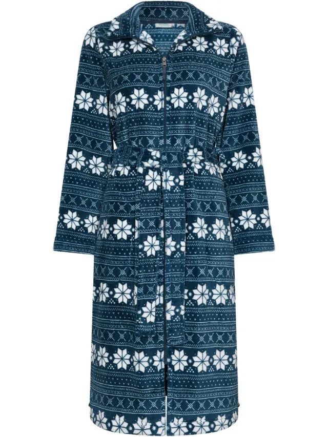 Rebelle MyRebelle - Badjas - Snowy Sparkles - Fleece - Donkerblauw nordic