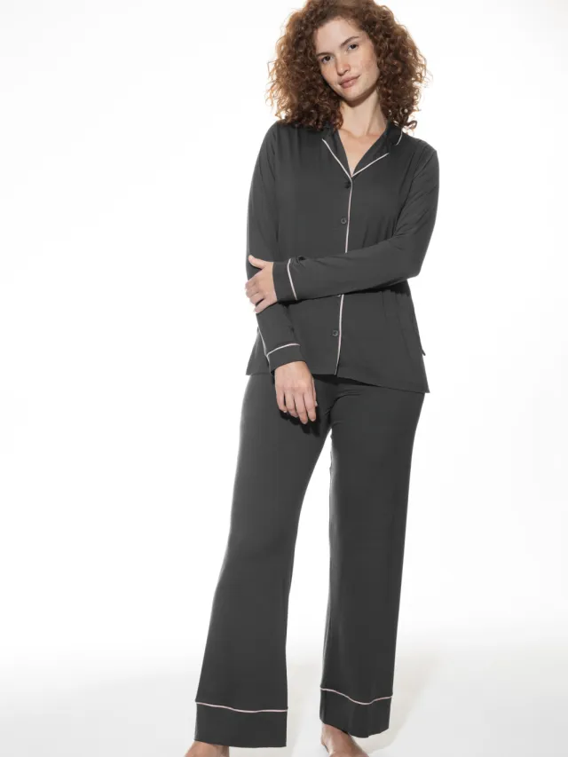Mey Lange pyjama Serie Pure Chic Thunder Grey grijs
