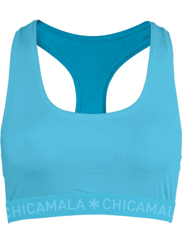 Muchachomalo Chicamala – Dames Racerback - BH zonder beugel – Dames Ondergoed – Lingerie - Sport BH – Kleding - 95% Katoen – Dames kleding Blauw