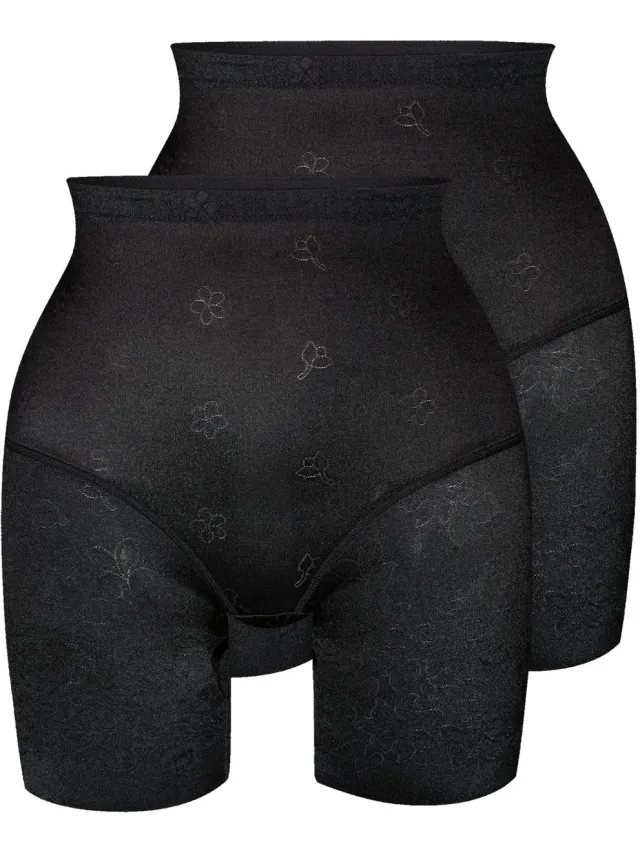 Sassa Verpakking van 2 stuks corrigerende slips lang FUNCTIONAL JACQUARD Zwart