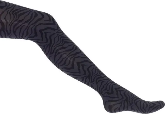 Bonnie Doon Dames - Fine Zebra Tights - Zwart/Light Grey Heather