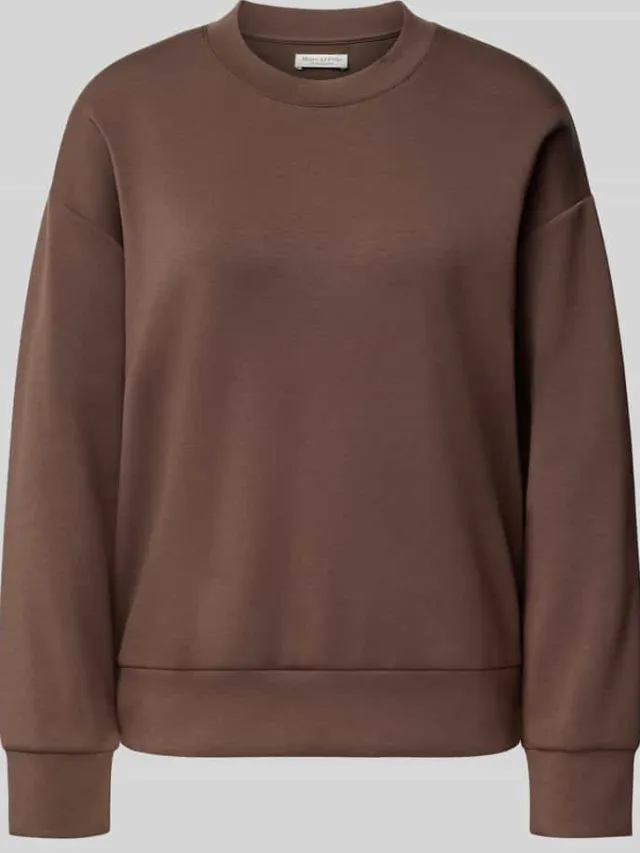 Marc O'Polo Regular fit shirt met lange mouwen van pyjama met verlaagde schouders donkerbruin, foto 2